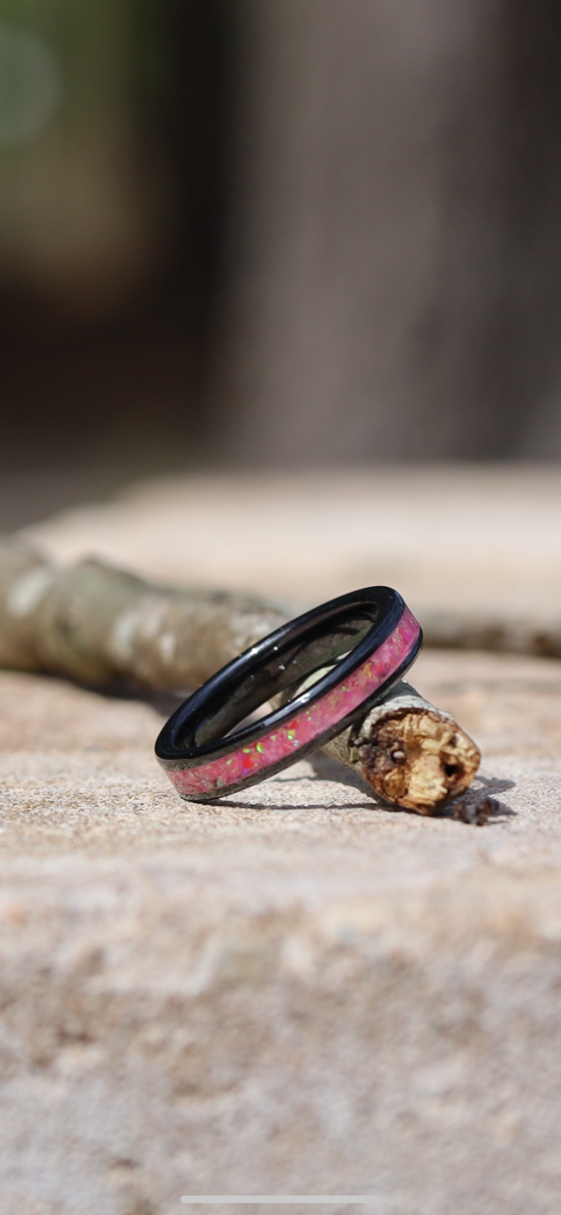 Hot Pink Opal Glow Stone Ring