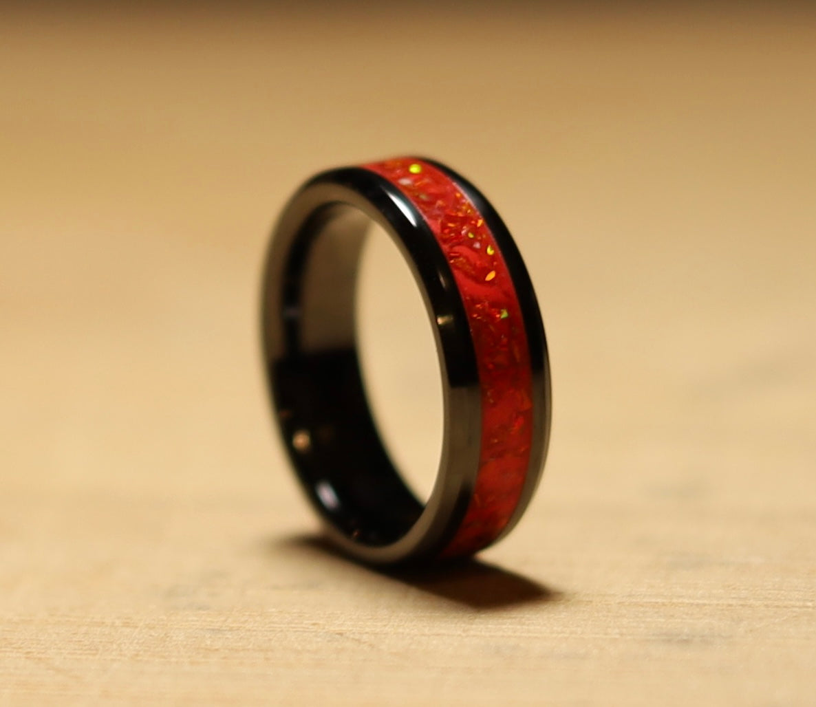 Fire Red Opal Glow Stone Ring