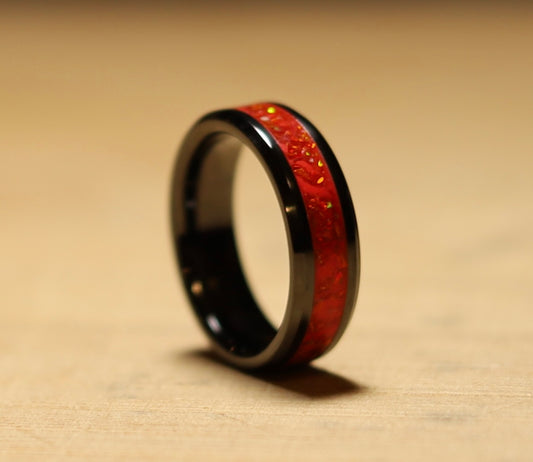 Fire Red Opal Glow Stone Ring