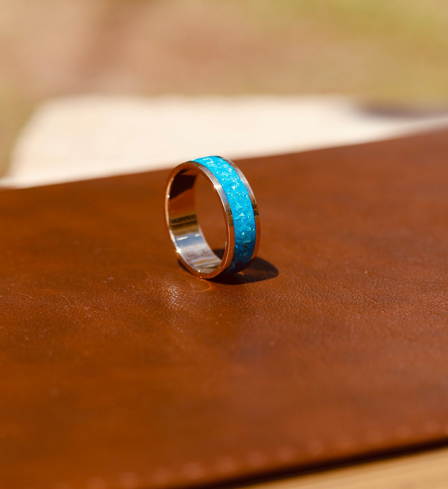 14k Gold with Blue Lagoon Opal